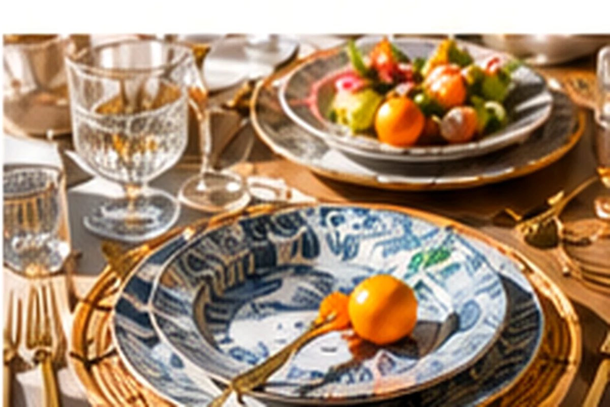 Collected tabletop with patterned plates